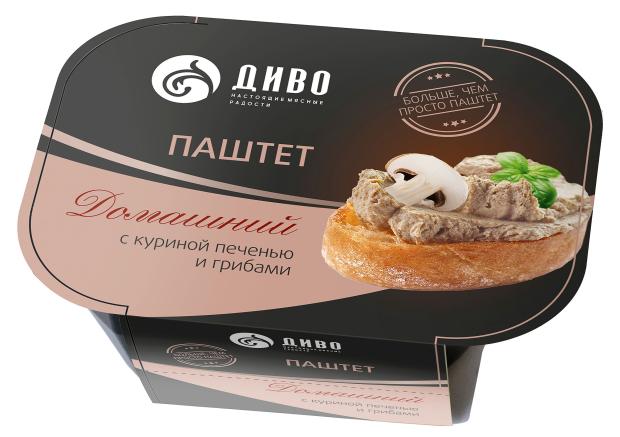 Паштет Диво Домашний с куриной печенью и грибами, 150 г паштет главпродукт 240 г нежный из куриной печени ж б