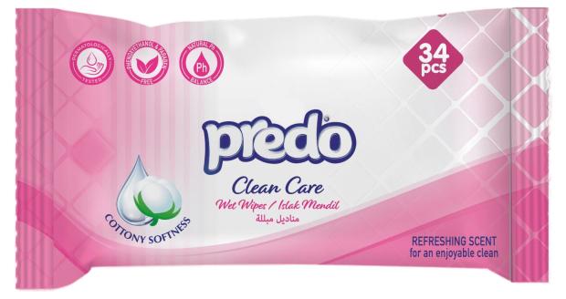 Влажные салфетки Predo Clean care, 34 шт