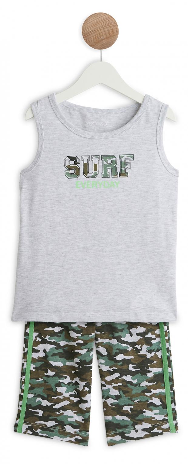 

Пижама для мальчика InExtenso SURF без рукавов серо-зеленая