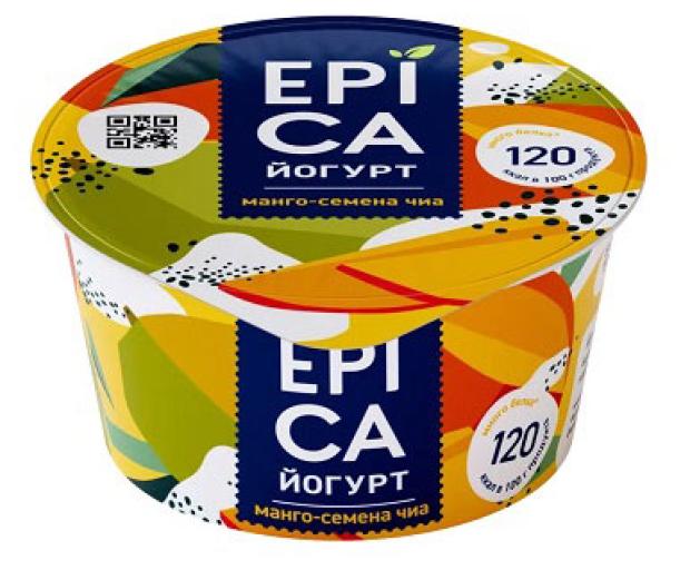 Йогурт EPICA фруктовый с манго и семенами чиа 5%, 130 г