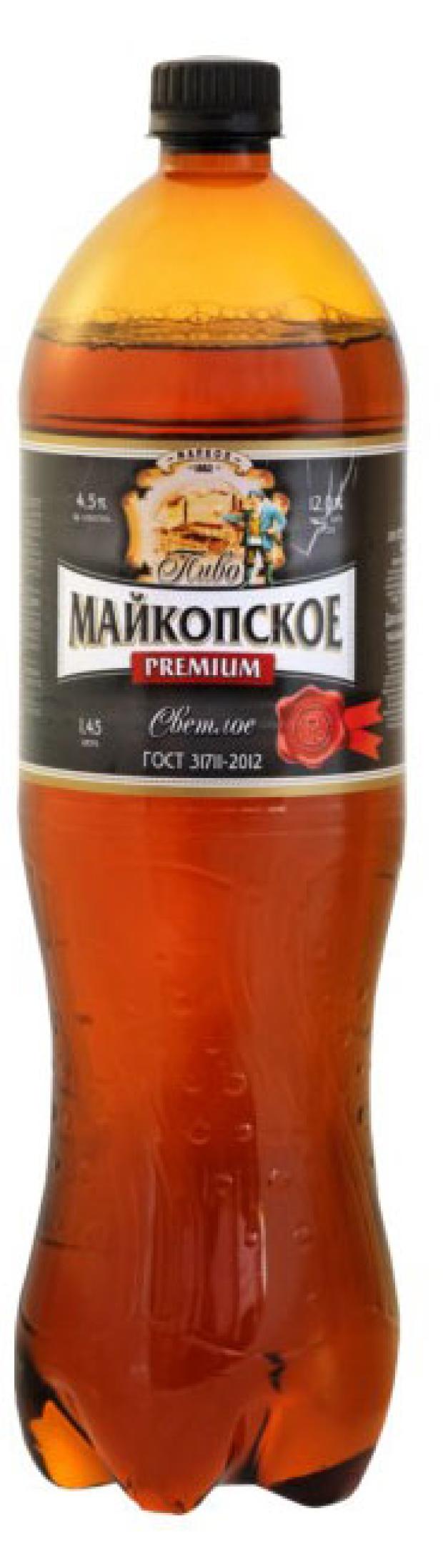 Пиво Майкопское Premium светлое фильтрованное 4,5%, 1 л