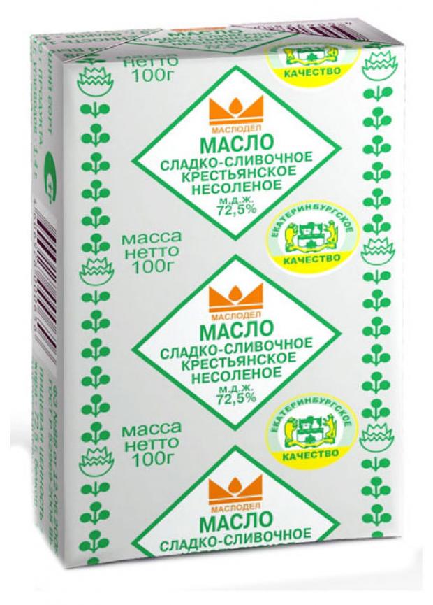 Масло сладкосливочное Маслодел Крестьянское 72,5%, 100 г