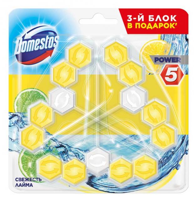

Подвесной блок для унитаза Domestos Power 5 Trio Свежесть лайма, 3 х 55 г