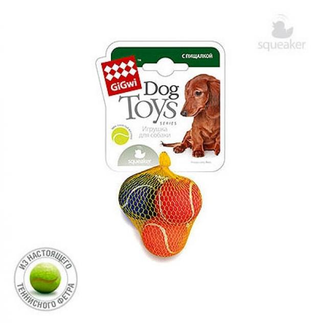 

Игрушка для собак GiGwi мяч теннисный с пищалкой, 4,8 см