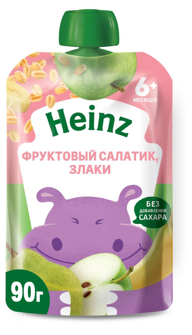 Пюре Heinz Фруктовый салат и злаки с 6 мес, 90 г