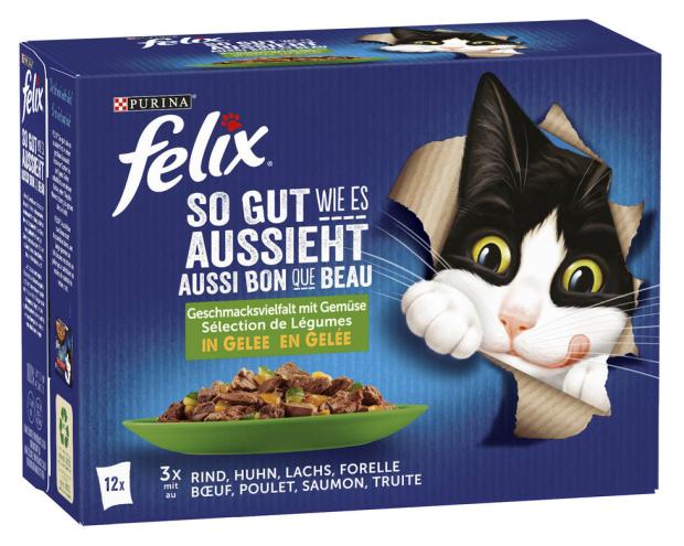 

Корм влажный для кошек Felix микс вкусов мясо птица рыба и овощи, 85г x 12 шт