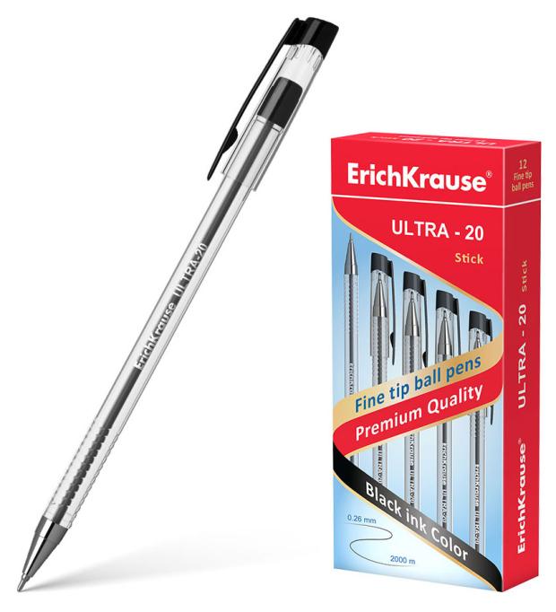 

Ручка шариковая ErichKrause Ultra-20 Stick Classic, черная, 1 шт