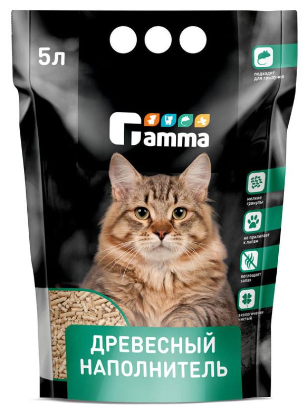 Наполнитель для кошачьего туалета Gamma древесный, 5 л