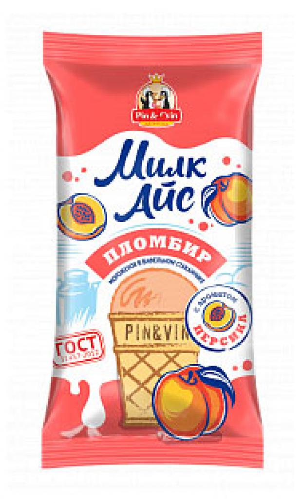 Мороженое пломбир Pun&Vin Милк Айс с персиком 13% БЗМЖ, 70 г