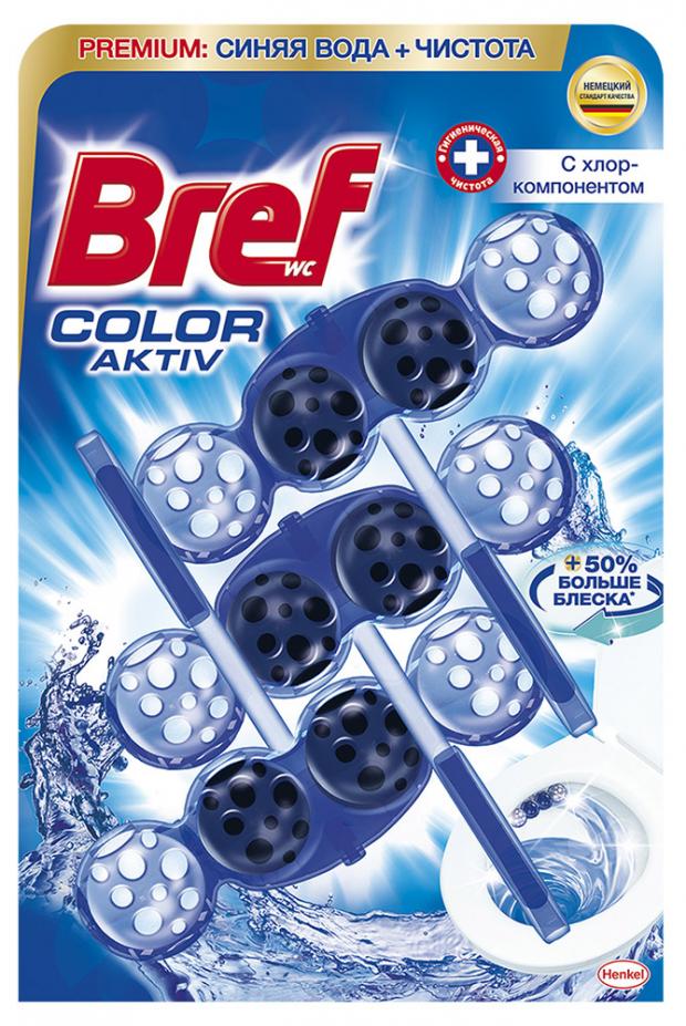

Туалетный блок подвесной Bref Color Aktiv Хлор-компонентом, 3х50 г