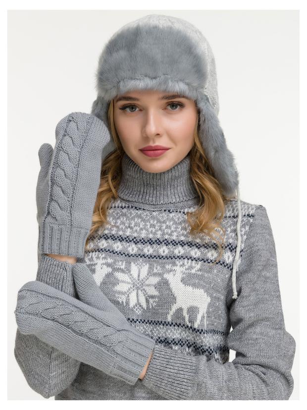 

Варежки женские Win&Wool серый, р. 18