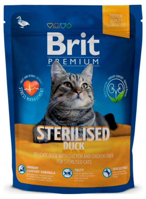 

Сухой корм для стерилизованных кошек Brit Premium утка, 300 г