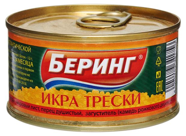 Икра трески белая Беринг стерилизованная 125 г 144₽