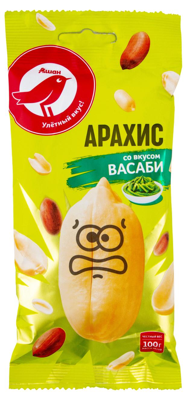 Арахис АШАН Красная птица со вкусом васаби, 100 г fun food jmarket хрустящий зеленый горошек kasugai с васаби