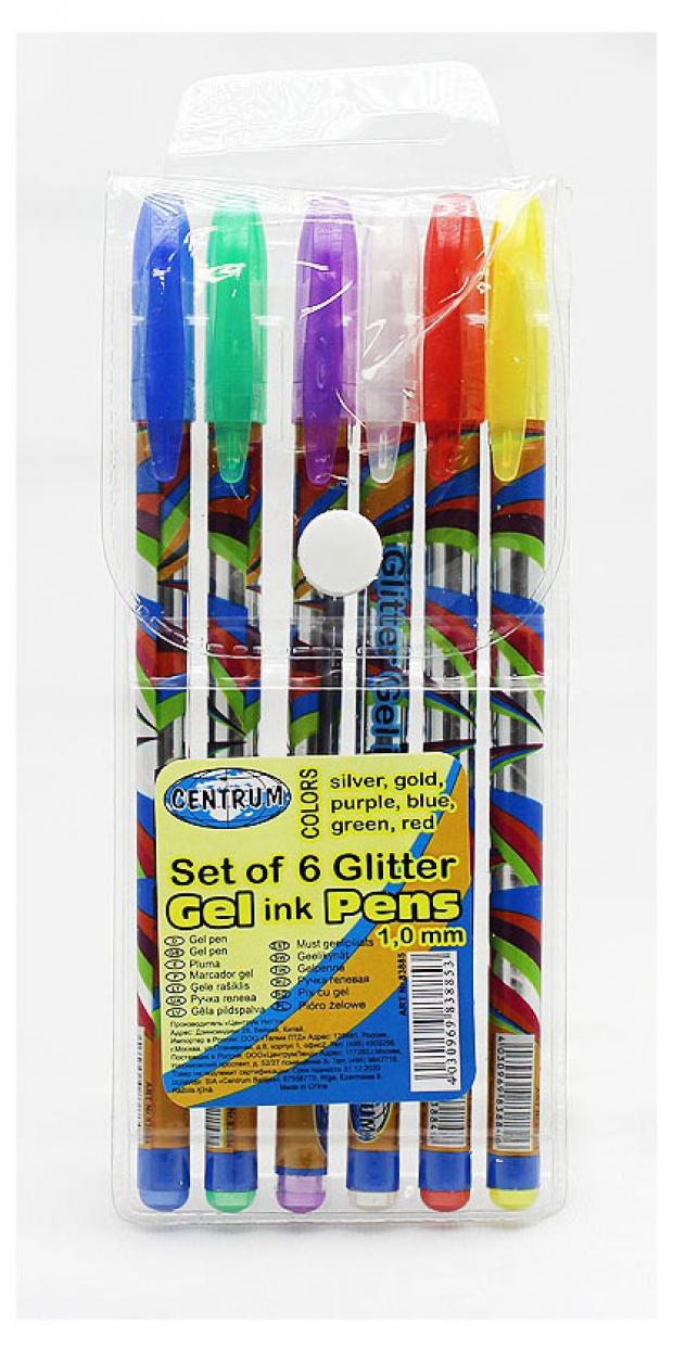 Набор геливых ручек Centrum Glitter, 6 цветов