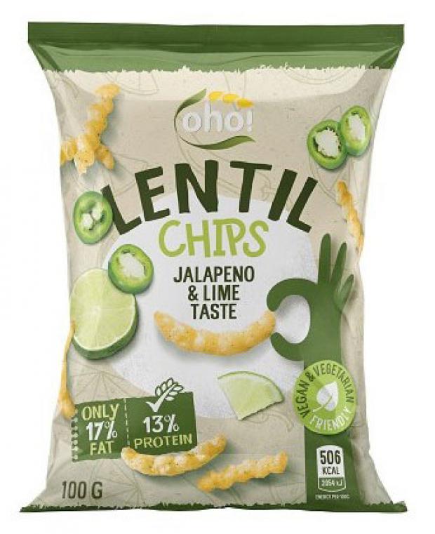 

Чипсы Oho! Lentil из красной чечевицы халапенью лайм, 100 г
