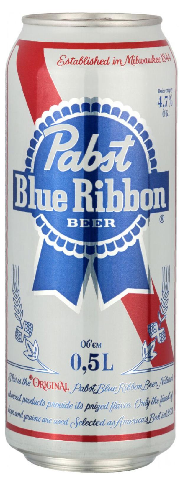 

Пиво Pabst Blue Ribbon светлое фильтрованное 4,7%, 500 мл