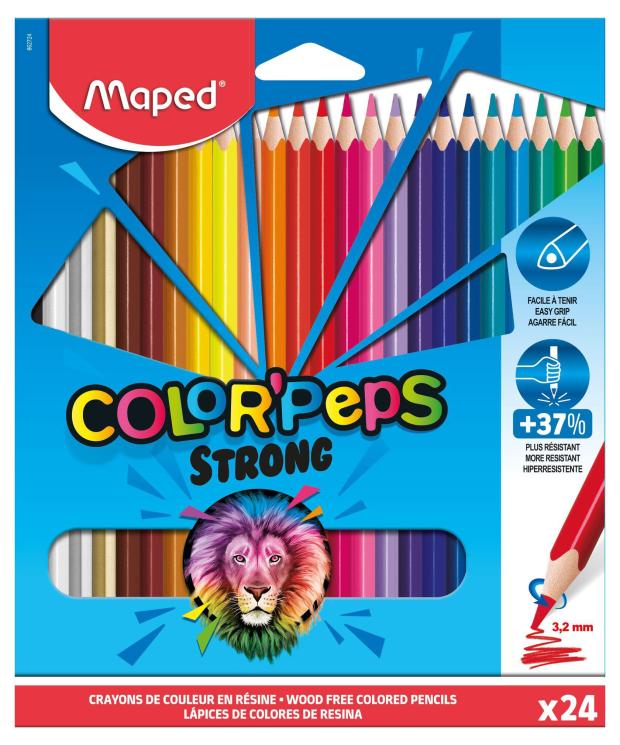 Карандаши цветные Maped Color'peps Strong трехгранные, 24 цвета