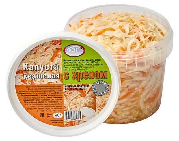 

Капуста квашеная ФЭГ с хреном, 700 г