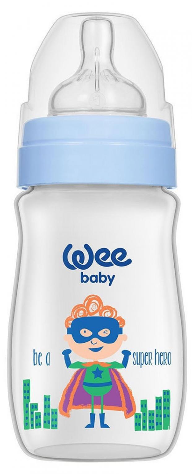 Бутылочка Wee Baby Classic Plus с широким горлышком для кормления с силиконовой соской размер 1, 250 мл