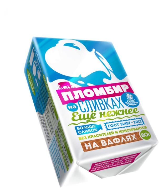 Мороженое Страна Гулливерия Пломбир на сливках Еще нежнее, 80 г