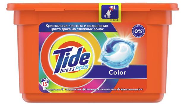 Капсулы для стирки Tide PODs Всё-в-1 Color, 15 шт