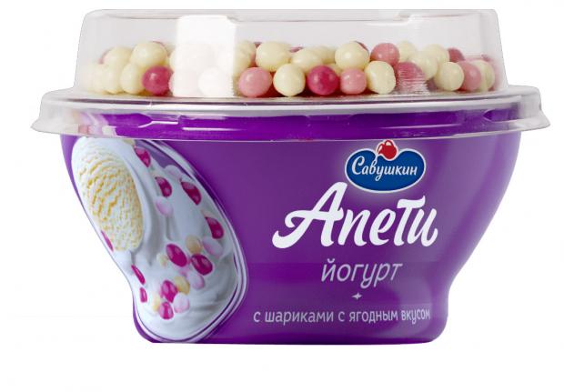 

Йогурт «Савушкин» Апети пломбир с рисовыми шариками и ягодным вкусом 5%, 105 г