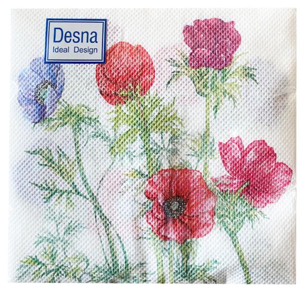 

Салфетки бумажные Desna одноразовые однослойные 24х24 см Анемоны, 40 шт