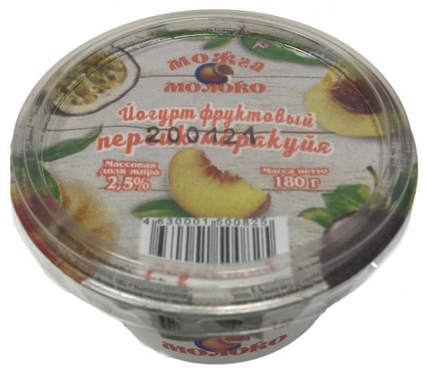 Йогурт МожгаМолоко Персик-маракуйя 2,5% БЗМЖ, 180 г