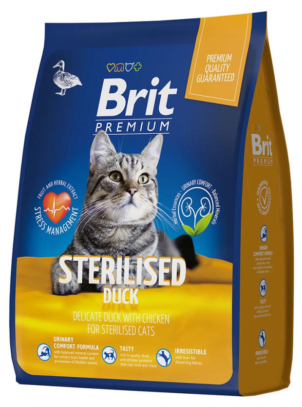 Сухой корм для стерилизованных кошек Brit Premium утка, 400 г