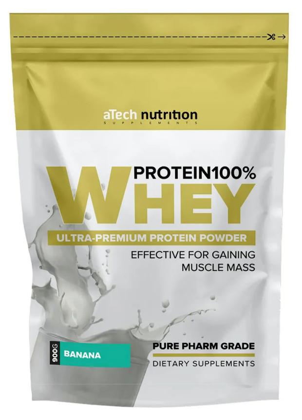 Протеин aTech Whey Protein 100% банан, 900 г