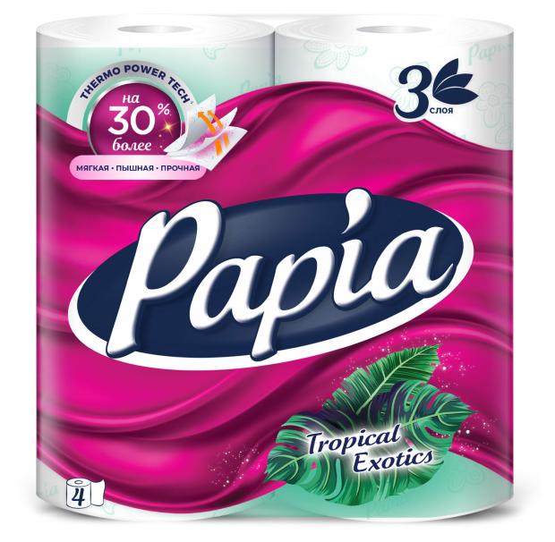 

Туалетная бумага Papia Tropical Exotics 3 слоя, 4 рулона