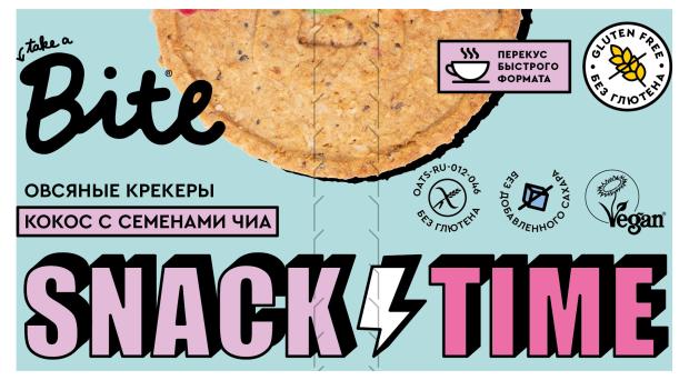 

Крекеры овсяные Take a Bite сладкие с кокосом и семенами чиа, 125 г