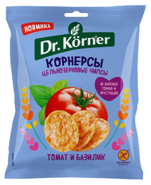 Чипсы Dr.Korner Корнерсы кукурузно-рисовые с томатом и базиликом, 50 г крекер eco botanica с отрубями томатом и базиликом 175 г