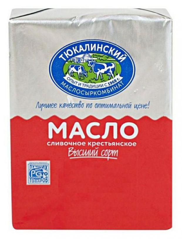 Масло сливочное Тюкалинский Крестьянское 82,5% БЗМЖ, 180 г