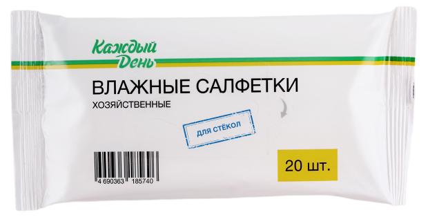 Влажные салфетки Каждый День для стекол, 20 шт