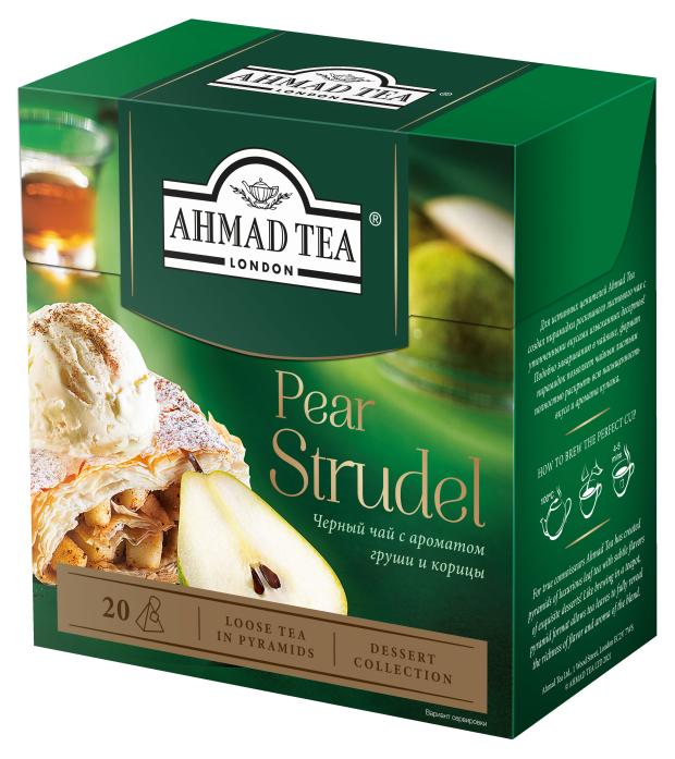 Чай черный Ahmad Tea Грушевый штрудель листовой в пирамидках, 20 х 1,8 г
