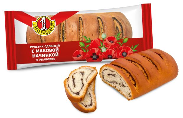 Рулет сдобный Первый хлебокомбинат с маковой начинкой, 160 г