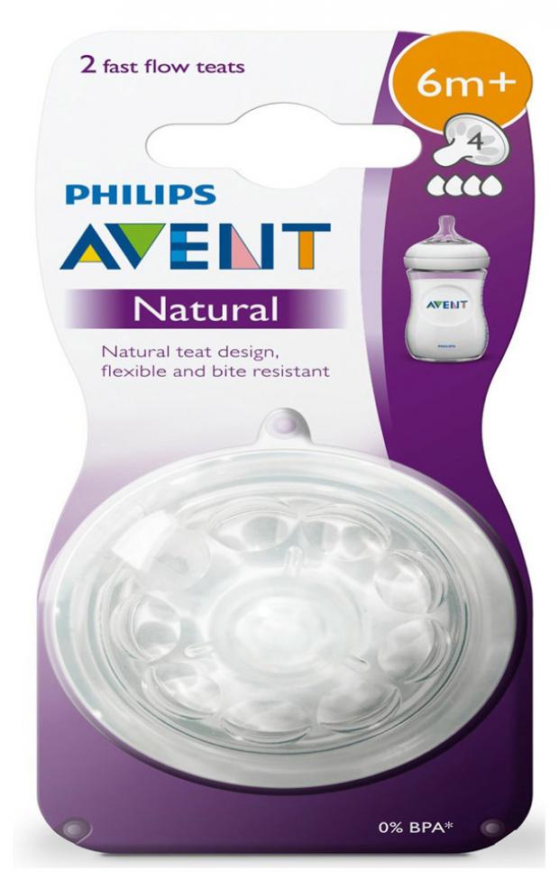 Соска Philips Avent Natural быстрый поток с 6 мес., 2 шт соска avent быстрый поток 2 шт