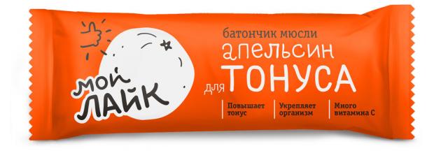 Батончик злаковый Мой Лайк мюсли апельсин для тонуса 25 г 19₽