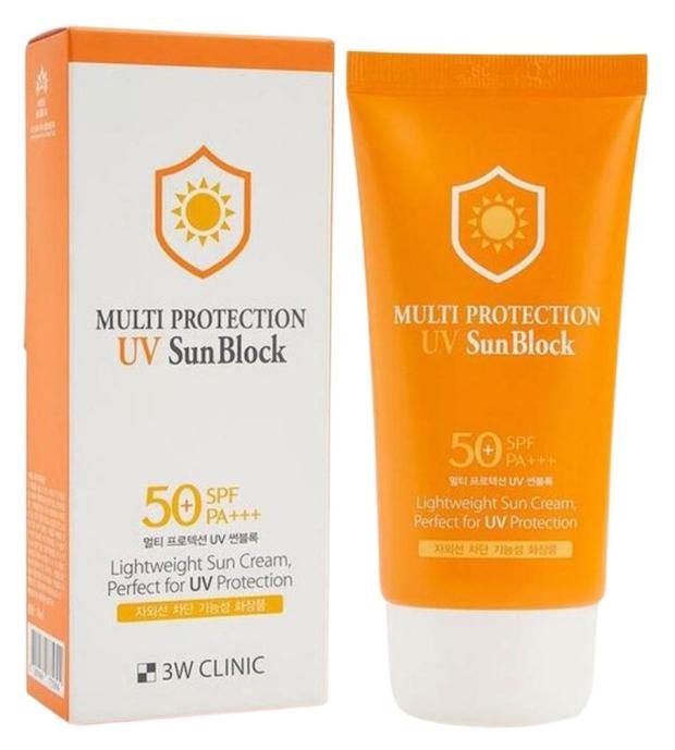 Крем для лица солнцезащитный 3W Clinic Multi protection UV с коллагеном SPF 50+ PA+++, 70 мл