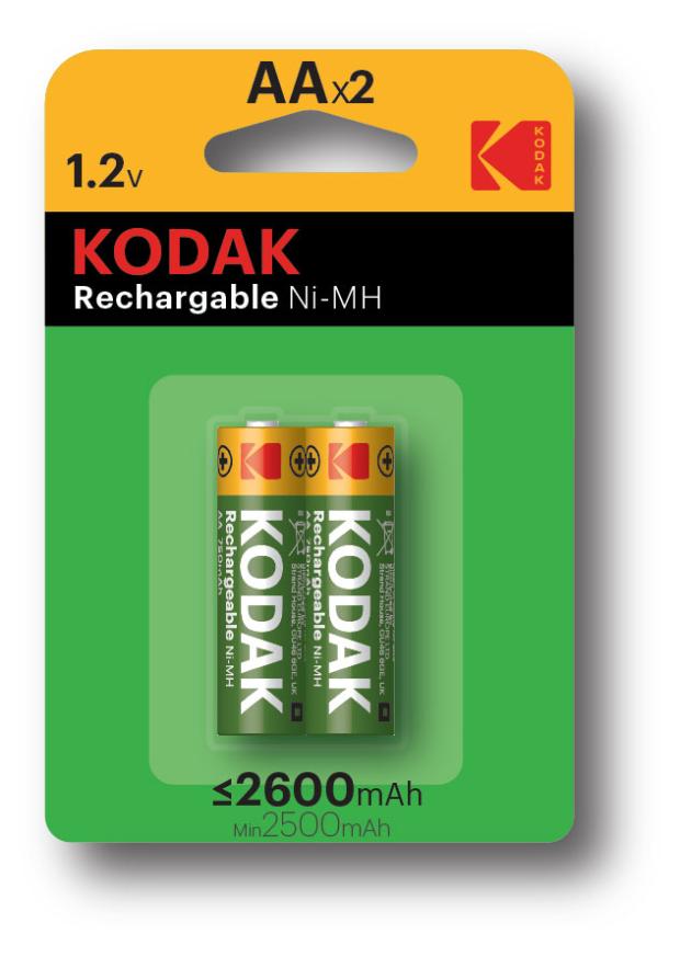 Аккумуляторы NiMH Kodak никель-металлгидридные HR6-2BL 2600mAh AA, 2 шт