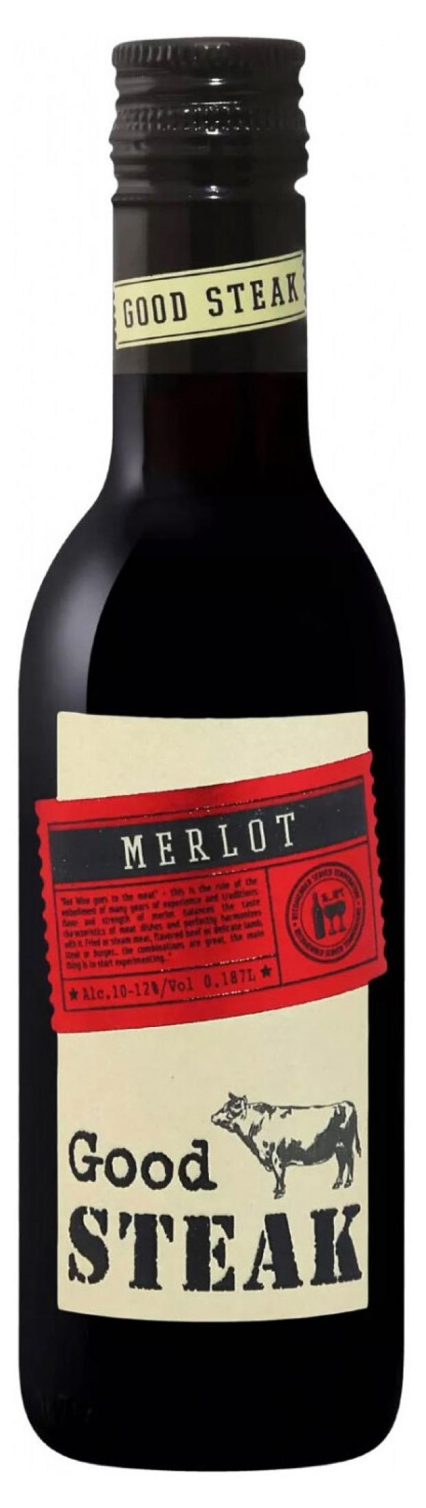 Вино Good Steak Merlot красное сухое Россия, 0,187 л вино canti merlot terre siciliane красное сухое италия 0 75 л