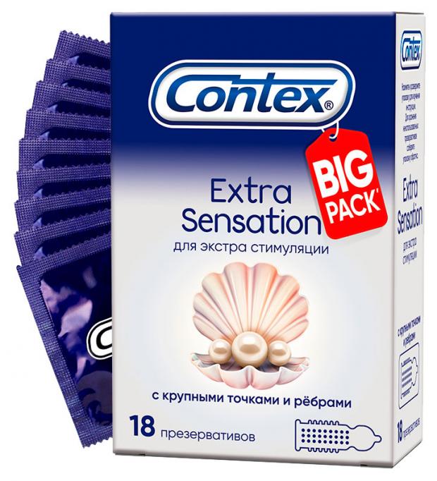 Презервативы Contex Extra Sensation с крупными точками и ребрами 18 шт 1199₽
