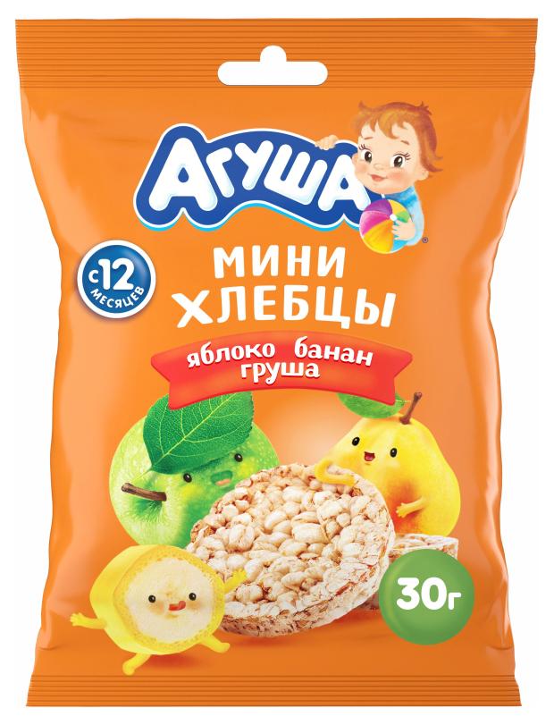 Хлебцы Агуша Полезный перекус мультизлаковые яблоко банан груша с 12 мес., 30 г