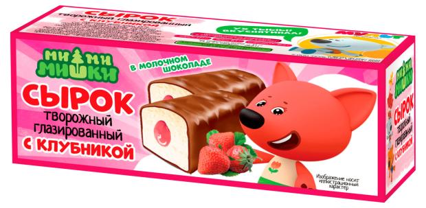 Сырок творожный Ми-ми-мишки глазированный в молочном шоколаде с клубникой 15% БЗМЖ, 40 г