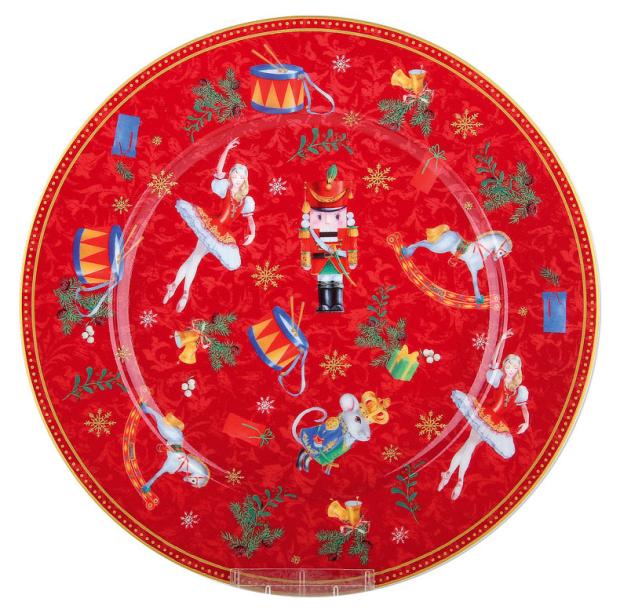 

Тарелка обеденная Коралл Щелкунчик и мышиный король красная, 24 см