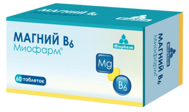 БАД Миофарм Магний В6 таблетки 750 мг, 60 шт