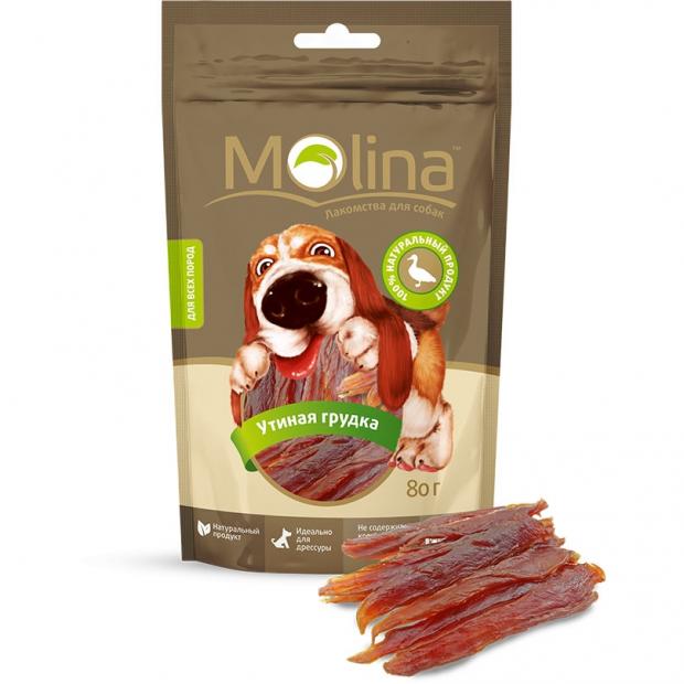 

Лакомство для собак Molina утиная грудка, 80 г