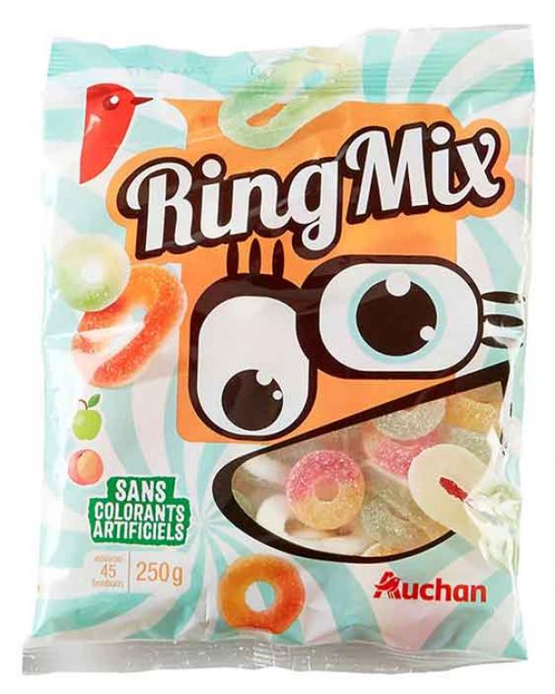 

Конфеты жевательные АШАН Ring Mix, 250 г